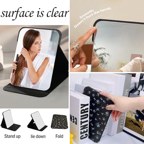 Three-Piece Set: Hair Comb, Mirror, and Face Washing Headband - Ideal forGirls, and Female Students - Includes Detangler Brush and Hair Brushes Desktop Adjustable Folding Mirror (blue)