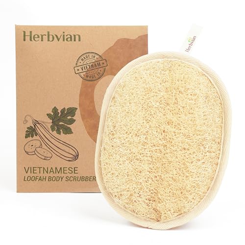 Vietnamese Natural Loofah Exfoliating Body Scrubber Pads, 100% Plant-Based Shower Luffa Sponge, Bath Loofah for Women Men (1, Oval 6.5"x4.9") - size: 1 Count (Pack of 1)