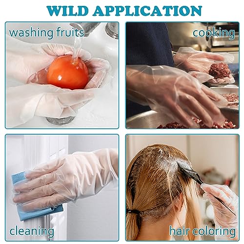 Meekear 100 PCS Food Prep Disposable Gloves, TPE Clear Latex-Free Food Safe Cleaning Gloves, BPA Free, Powder Free, Oil Tight, X-Large