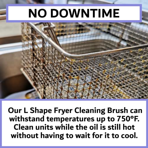 4-Pack Deep Fryer Cleaning Brush – L-Shaped High-Temp Commercial Kitchen Tool - Heavy Duty Brass Bristles - Heat Resistant to 750F - Deep Fryer Cleaner - Made in USA by FryOilSaver Co. B53C - style: 4 Pack