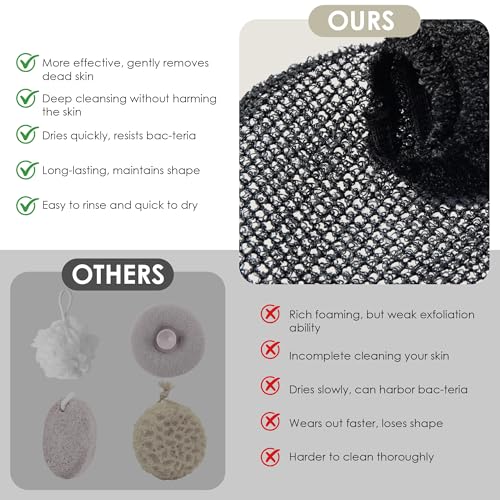 INNERNEED Exfoliating Net Cover Sponge Bath Scrubbing Loofah Rough Washcloth Case 2pcs, Only for INNERNEED Silicone Body Brush (Black Case) - color: (Set6) 2 Case