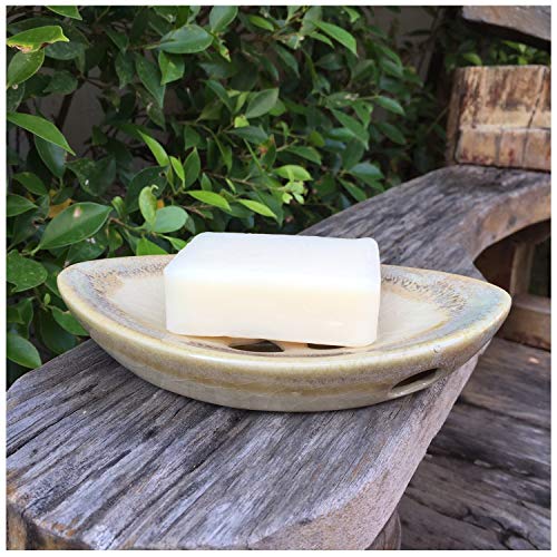 Ceramic Soap Dish with Self Draining Tray for Bar Soap, Bathroom, Kitchen (Ivory No.3) - color: Ivory No.3
