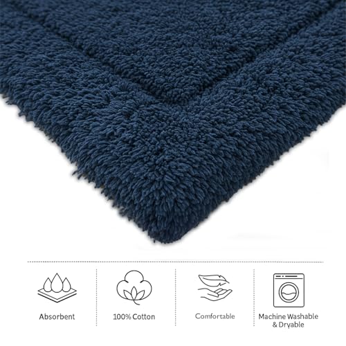 voyzz home Luxurious 100% Cotton Bathroom Rug Mats - Featuring Ultra-Soft Plushness, Non-Slip Design, Thickness, and Washability. Enhancing Home Decor, Bath Mat Measuring 20"x32" Plain Blue.… - color: Blue Plain Single 20x32