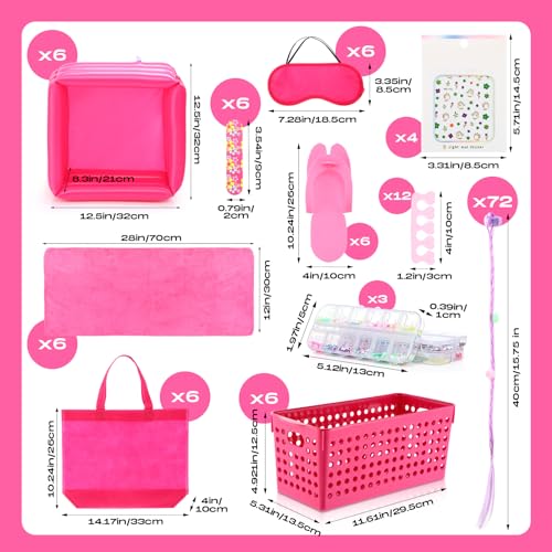 85 Pcs Spa Kit Nail Art Kit Sleepover Party Supplies with 12.5 x 12.5 in Inflatable Foot Tubs Foot Bath Towel and Basket DIY Manicure Pedicure Set for Slumber Party(Rose Red) - color: Rose Red