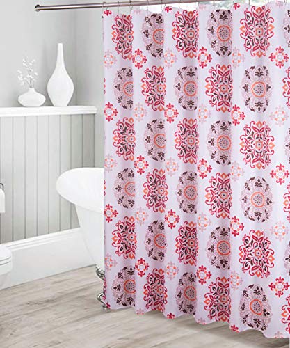Kids Zone Home Linen Bathroom Collection Red 16pc Bathroom Accessory Set - Non-Slip Bath Mat, Non-Slip Contour Mat, Toilet Lid Cover and Waterproof Shower Curtain with Rustproof Metal Roller Hooks - color: Red