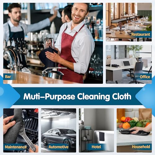 20 Pack Black Microfiber Cleaning Cloth, Lint-Free Car Wash Towels, All-Purpose Absorbent Cleaning Rags for Housekeeping, Dust Cloth for Office, Mechanic, Automotive - color: Black