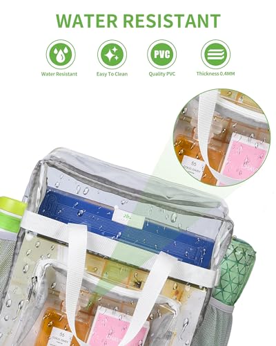 MAY TREE Clear Bag for Stadium Events 12×6×12 Clear Tote Lunch Bag with Reinforced Straps for Work, Sporting Events and Gym, White - color: White
