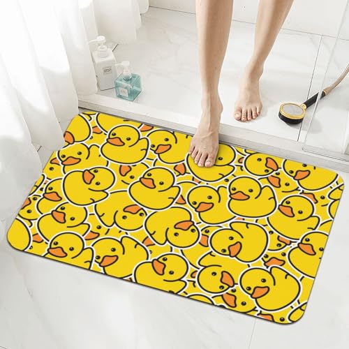 Cute Rubber Ducks Bath Mat Rugs 15.7x23.6 in, Yellow Cartoon Ducky Diatomaceous Earth Bathroom Rug Rubber Non-Slip Absorbent Bathroom Mat for Bathroom Kitchen Floor, Tub and Shower Sink - color: Ducks