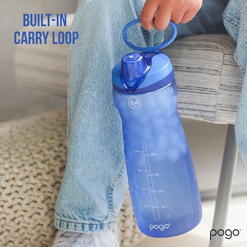 Pogo 64oz Plastic Water Bottle with Leak-Proof Chug Lid and Carry Handle, Reusable, BPA Free, Capacity Markings, Dishwasher Safe, Perfect for Travel, School, Outdoors, and Gym, Lilac - color: Lilac, size: 64 Ounces