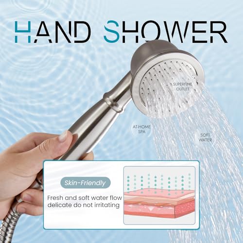gotonovo Wall Mount Clawfoot Bathtub Faucet with HandHeld Spray and 360° Double Cross Handle Swivel Spout Vintage Tub Shower Faucet Set with Adapter Adjustable Swing Arms Brushed Nickel - color: Brushed Nickel