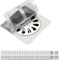 Disposable Shower Drain Hair Catcher 30 Pack, Waterproof Peel and Stick Mesh Drain Strainer Stickers for Shower, Bathtub, Bathroom Sink, Laundry and Tub Drains — Hair Trap Clog Prevention