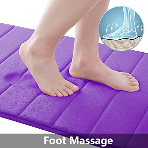 Buganda Memory Foam 3 Pieces Bathroom Rugs Set - Thick Soft Absorbent Bath Mats, Washable Small/Large/Contour Bath Rugs (24" x 16" + 30" x 20" + 24" x 20", Purple) - color: Purple, size: 24" X 16" + 30" X 20" + 24" X 20"