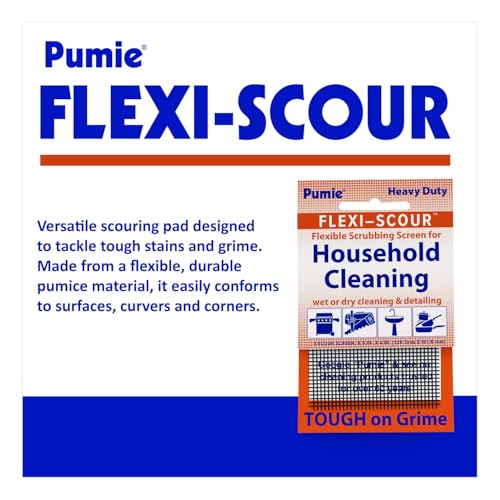 PUMIE Flexi-Scour (3 Pack) - Flexible Scrubbing Screen - Heavy Duty Scouring Pad - Abrasive Grit Cleaning Screen for Toilet Bowls, Grills, Removes Carbon, Rust, Scale, Grime - 5.5x4 in, Flex-3 C - size: 3 Pack