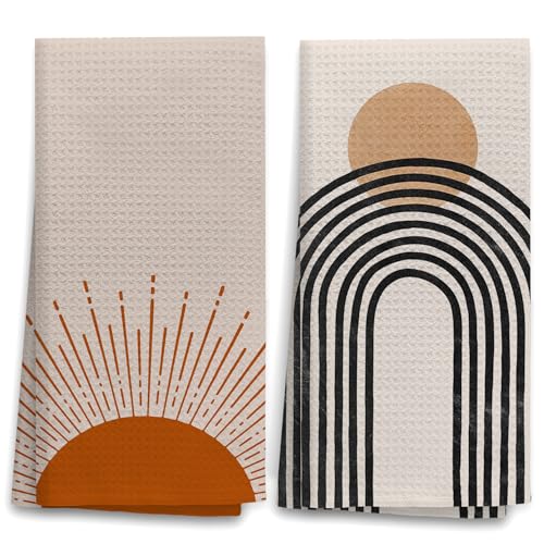 OHSUL Boho Kitchen Towels, Boho Sunshine Decorative Hand Towels, 16x24 Inch, Set of 2 - color: Color-5