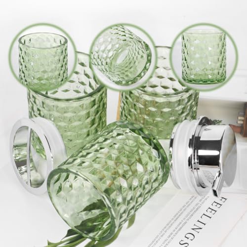 Bathroom Accessories Set, 3pcs Green Glass Bathroom Accessory Set,Toothbrush Holder, Foaming Soap Dispenser and Tumbler, Silver Bathroom Decor Sets for Organizer, Home Apartment Gift - color: Green and Silver