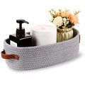 Cotton Rope Small Woven Toilet Paper Room Storage Basket with Handles for Bathroom, 13"x5.9"x4" Gary - color: Gray