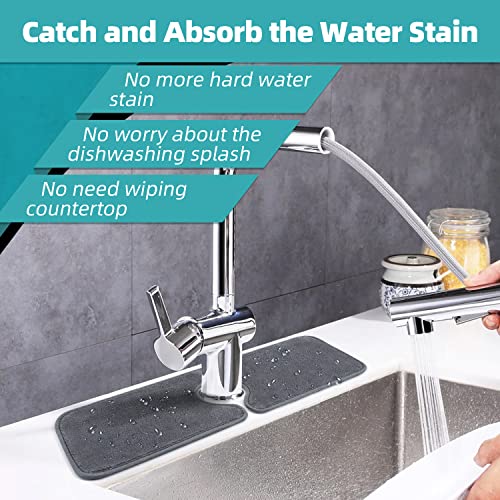 PoYang 4 Pack Faucet Mat for Kitchen Sink Splash Guard Short: Super Absorbent Microfiber Sink Water Splash Guard Behind Kitchen Faucet Mat for Bathroom, RV Protector, Machine Washable 17.7'' x 4.7'' - size: 17.7" x 4.7"
