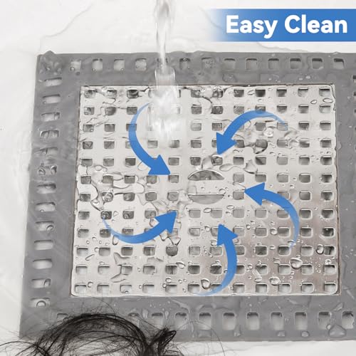 Shower Drain Hair Catcher,2pcs,Hair Catcher for Bathroom Drain,Sink,Bathtub | Tub Drain Cover Protector,Easy Installation Clean,Prevents Clogged For Bathroom/Kitchen/Laundry Room Floor Drain,Sink,Bathtub - size: Square/Round 4.72 inch