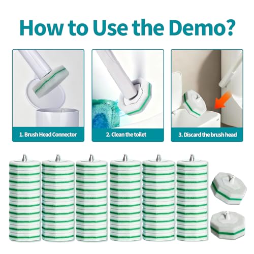 60 Count Toilet Brush Heads, Toilet Wand Refills for Clorox ，Suitable for Most Disposable Toilet Brushes. Features a Convenient snap-on Design. Both Home and Commercial use.No Falling Apart,