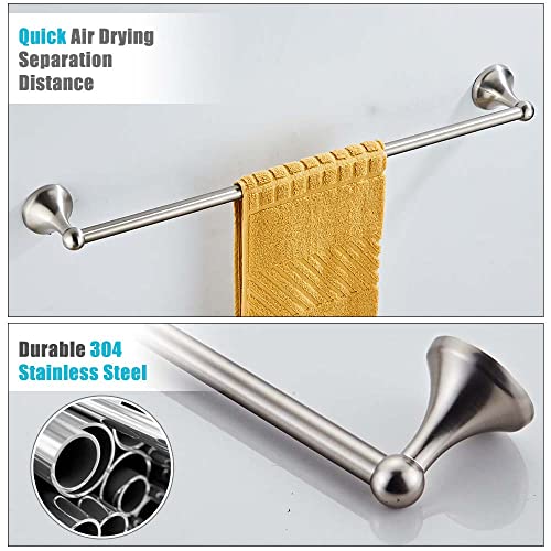 4 Piece Bathroom Accessory Set(Adjustable Towel Bar, Towel Ring, Toilet Paper Holder,Towel Hook), Wall Mounted Bathroom Hardware Accessories Set,Brushed Nickel - color: Brushed Nickel, size: 4 pieces