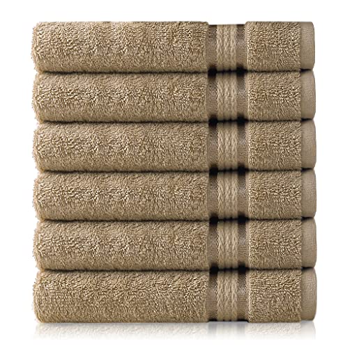 COTTON CRAFT Ultra Soft Hand Towels - 6 Pack - 16x28-100% Cotton Face Towel Set - Absorbent Quick Dry Everyday Luxury Hotel Bathroom Kitchen Spa Gym Shower Pool Camp Travel Picnic - 580 GSM - Linen - color: Linen, size: 6 Pack Hand Towels