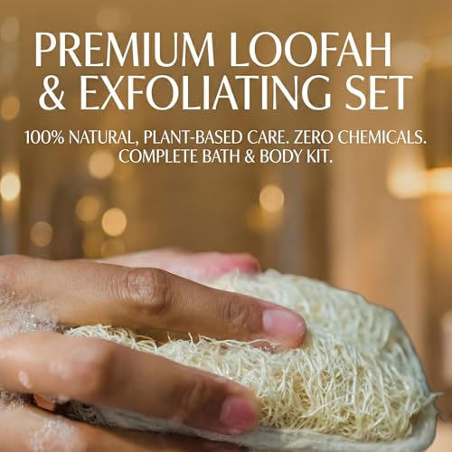 Natural Loofah Back Scrubber for Shower for Men and Women, Exfoliating Loofah Sponge with Soap Saver (1Back+1Pad+1Bag) - size: 2 Count (Pack of 1)