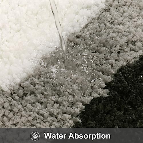HAOCOO Bathroom Rug Mat, 18x25 inch Extra Soft Non-Slip Gradient Gray Rugs, Absorbent Microfiber Washable Small Rug Carpet for Floor Tub Shower Black/Grey - color: Grey, size: 18x25 inch (Irregular)