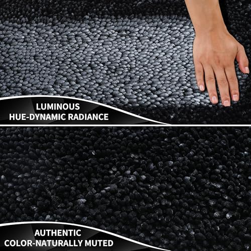 Yimobra Long Bathroom Rugs Runner 70x24 Inch, Extra Thick Soft Absorbent Chenille Bath Mat, Non Slip Machine Washable, Quick Dry Bath Rugs for Bathroom Floor, Tub and Shower, Black - color: Black, size: 70" X 24"