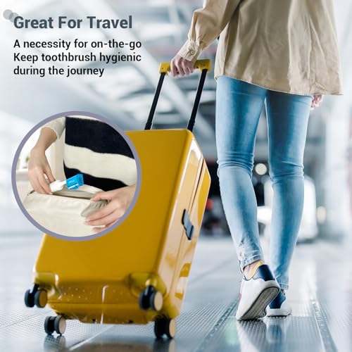Aluminum Alloy Toothbrush Cover Cap, Long-lasting Toothbrush Head Covers Travel Toothbrush Protector Case for Electric and Manual Brushes, 4 Pcs, Silver+Blue+Pink+Gray - color: Silver+Blue+Pink+Gray