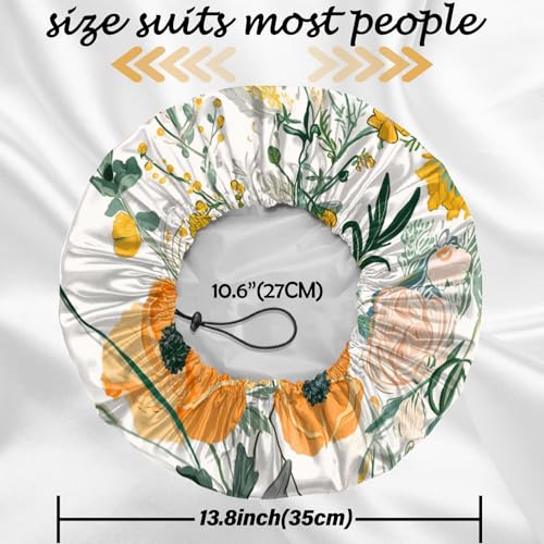 2 PCS Shower Cap Reusable Waterproof Double Layers Hair Caps Shower Bath Adjustable Elastic Hat for Women Girls Cute Aesthetic-Flower Bat - color: AI13-Flower Bat