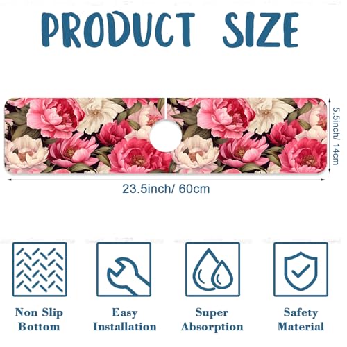 Faucet Mat for Kitchen Sink Absorbent Splash Guard Bathroom 23.5"X5.5" - size: 23.5" x 5.5"