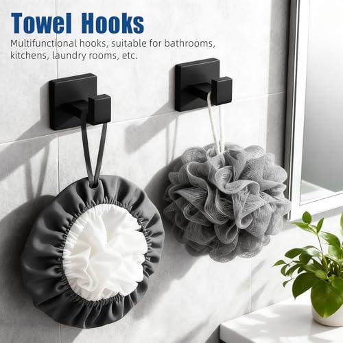 Matte Black Bathroom Hardware Accessories Set, Stainless Steel Towel Racks for Bathroom, 16 Inch Towel Bar, Towel Holders, Updated Toilet Paper Holder with Shelf Wall Mounted(15-Pieces) - color: Black, size: 15 Pieces