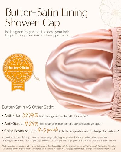 Yanibest Shower Cap for Women - Frizz Free Satin Lined Shower Cap Waterproof Large Double Layer Reusable with Soft Elastic Band for Braids Long Hair - color: Army Green