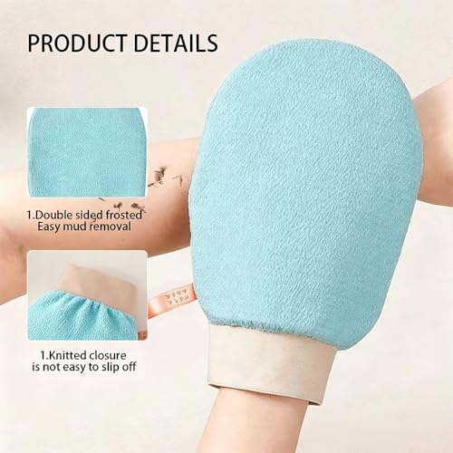 Exfoliating Bath Towel Set for Women Strong Cleaning Back Scrubber - color: Light Green, Light Pink