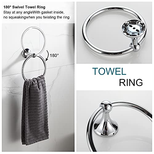 BGL Bathroom Hardware Set Chrome Adjustable Expandable Bath Towel Bars Bathroom Accessory Set Towel Racks 8-Pieces Wall Mount - color: 8 Pcs Chrome