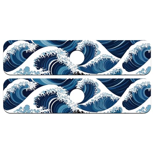 2 Pcs The Ocean Kitchen Sink Splash Guard Faucet Mat The Waves Faucet Mat for Sinks Absorbing Drying Mats for Kitchen Bathroom, 23.6x5.5inch - color: Waves Pattern