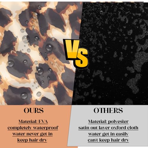 2 Pcs Large Shower Cap for Braids, Extra Long Shower Cap for Women Long Hair & Locs, Waterproof Hair Bonnets for Dreadlocks Drawstring Bath Caps for Women & Men (Leopard, Cow Print) - color: Leopard, Cow Print