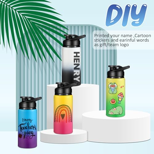 Mimorou 10 Pack Aluminum Water Bottles Bulk 17oz Reusable Leak-Proof Lightweight Sport Bottles Set for Travel Gym Team Camping & Party Favors, 10 Colors - color: Gradient Color