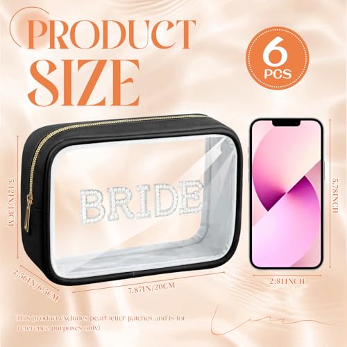 Abbylike 6 Pcs Clear Makeup Bags Bulk PU Leather Cosmetic Pouches Transparent Toiletry Bags with Zipper Waterproof Purse Skincare Car Organizer for Girl Women Travel Gifts(Black) - color: Black