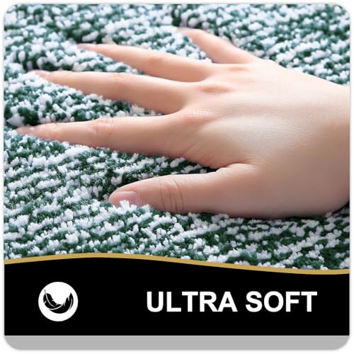 OLANLY Bathroom Rugs 30x20, Extra Soft and Absorbent Microfiber Bath Rugs, Non-Slip, Machine Washable, Quick Dry Shaggy Bath Carpet, Bath Mats for Bathroom, Tub, Shower, Blackish Green - color: Blackish Green and White, size: 30" X 20"