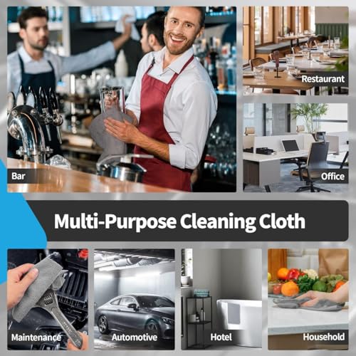 20 Pack Grey Microfiber Cleaning Cloth, Lint-Free Car Wash Towels, All-Purpose Absorbent Cleaning Rags for Housekeeping, Dust Cloth for Office, Mechanic, Automotive - color: Grey