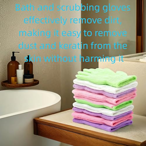 4 Pairs Exfoliating Bath Gloves, Nylon Double Sided Exfoliating Gloves for Beauty, Spa, Massage, Skin Shower, Body Scrubber Bathing Accessories