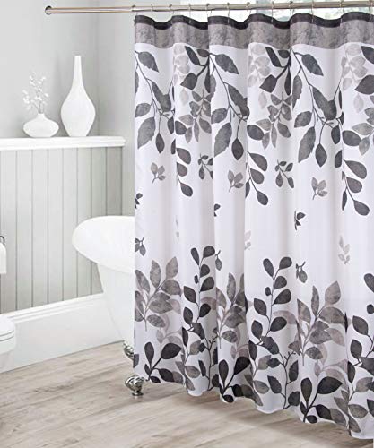 Kids Zone Home Linen Bathroom Collection Grey 16pc Bathroom Accessory Set - Non-Slip Bath Mat, Non-Slip Contour Mat, Toilet Lid Cover and Waterproof Shower Curtain with Rustproof Metal Roller Hooks - color: Grey