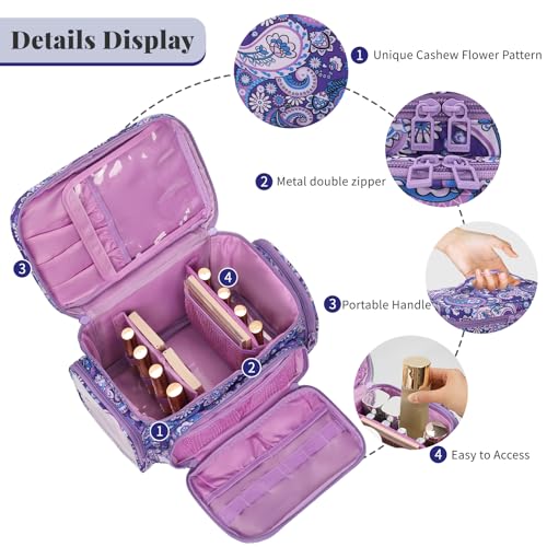 Bagmoly Large Makeup Bag, Portable Travel Makeup Bag Organizer for Women Girls with Makeup Brush Compartment & Two Side Pockets, Cosmetic Travel Bag Vertical Storage Toiletry - Purple - color: 06-Purple, size: Medium