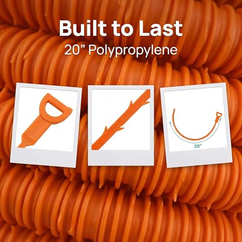 20 Inch Drain Snake Hair Clog Remover Orange Plastic 4 Pack | Barbed Design for Bathroom Tub Kitchen Sink Toilet Sewer Cleaning