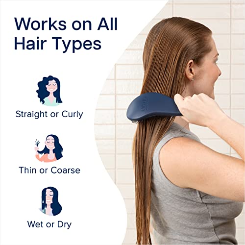 Crave Naturals Glide Thru Detangling Hair Brush for Adults and Kids - Detangler Hairbrush for Curly or Straight, Wet or Dry Hair - Gentle on Tangles Comb - Navy Blue and Blue Cheetah (Pack of 2) - color: Blue Cheetah & Blue, size: 2 Pack (Regular)