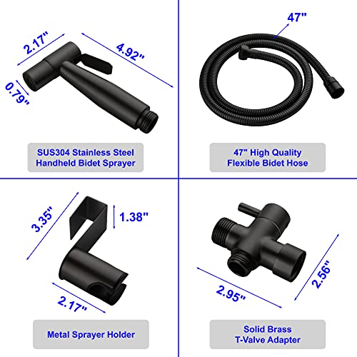 SHAMANDA Handheld Bidet Sprayer for Toilet, Stainless Steel Baby Cloth Diaper Sprayer Kit, Bathroom Toilet Bidet Attachment Set for Bathing Pets Feminine Hygiene, Matte Black BDS01-7 - color: Matte Black, style: Cold Water Mode Only