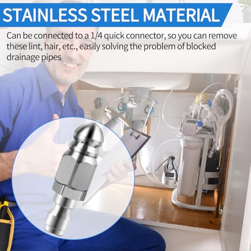 Sewer Jetter Nozzle,Stainless Steel,Drain Augers, Sewer Pipe Dredging and Cleaning Tools for Pipe Unclogging - Drain Clog Remover | Hair Clog Remover | Toilet Clog Remover （Type A） - style: A