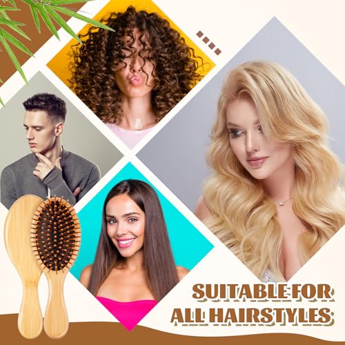 Weysat 12 Pcs Bamboo Hair Brushes Bulk, Wooden Paddle Detangling Brush, Scalp Massage and Anti-Static Hairbrushes, DIY Engraving Gifts for Women, Men, Party and Wedding (Black) - color: Black