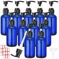 Tanlade 12 Pcs Glass Pump Bottle Dispenser 4 oz Travel Bottles with Pump Refillable Glass Containers for Toiletries Lotion Liquid Soap Shampoo Essential Oils Cosmetic Travel Accessories(Blue) - color: Blue